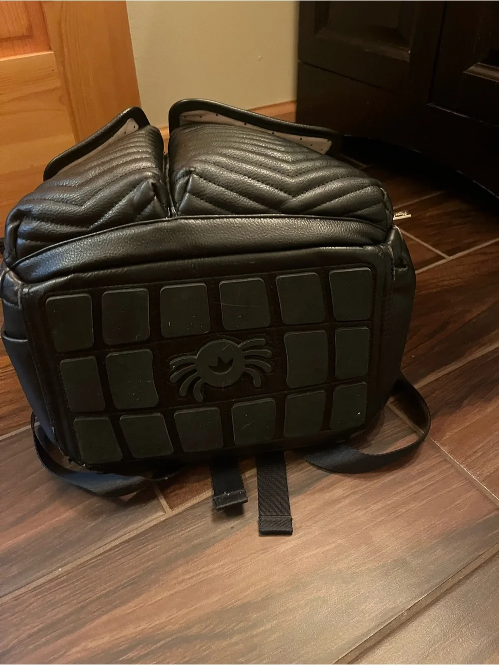 Itzy Ritzy Black Faux-Leather Diaper Bag Backpack